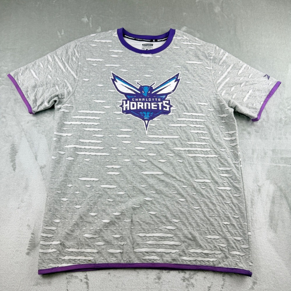 Zipway Charlotte Hornets Men's XL Tear-Away‎ Gray Purple NBA T-Shirt